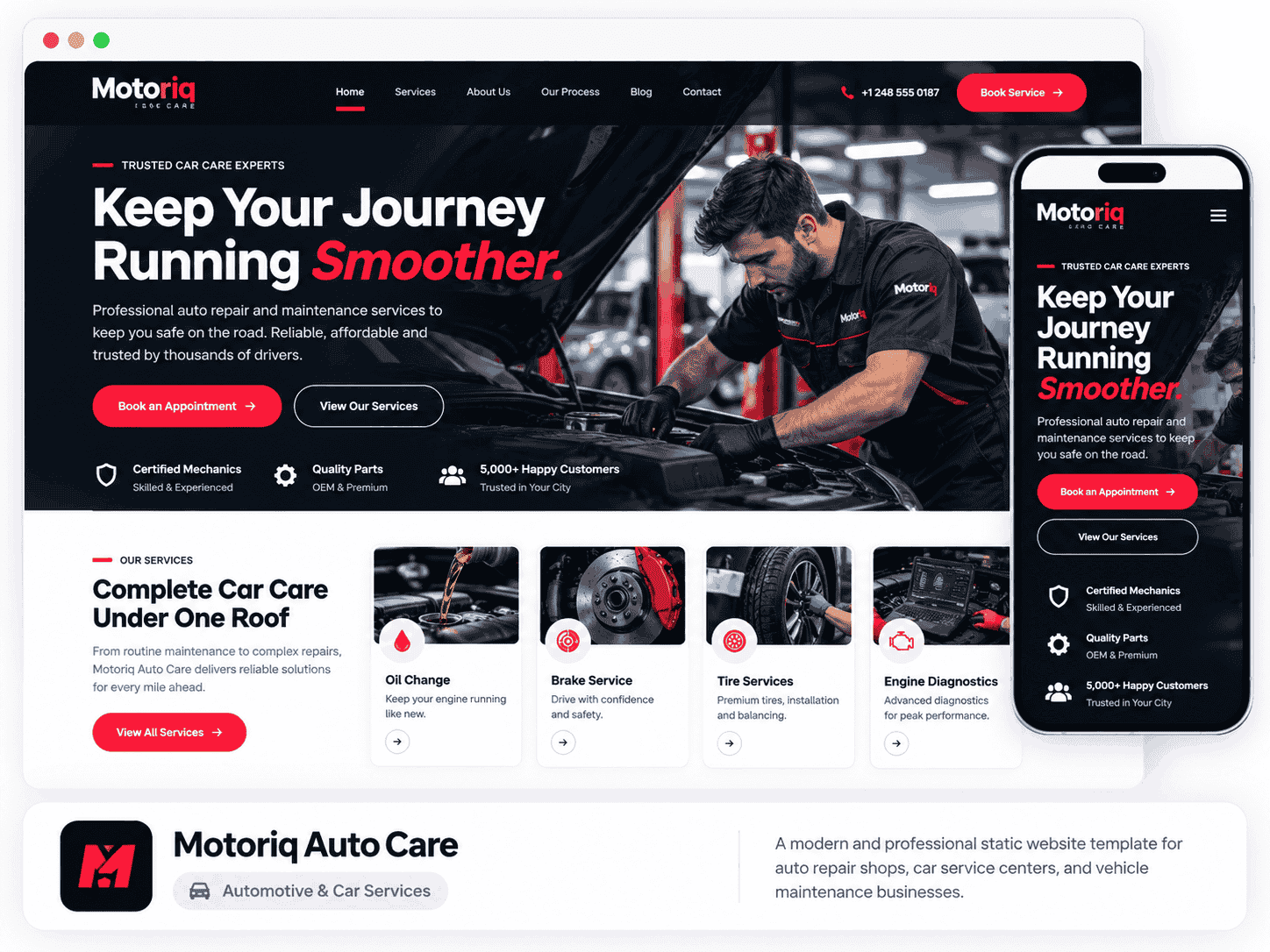 Motoriq Auto Care website template preview