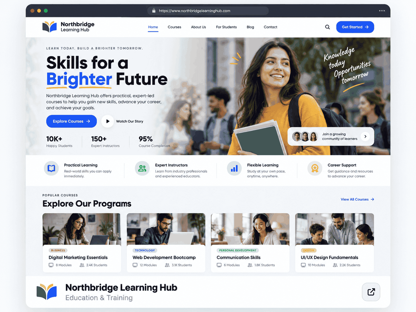 Northbridge Learning Hub website template preview