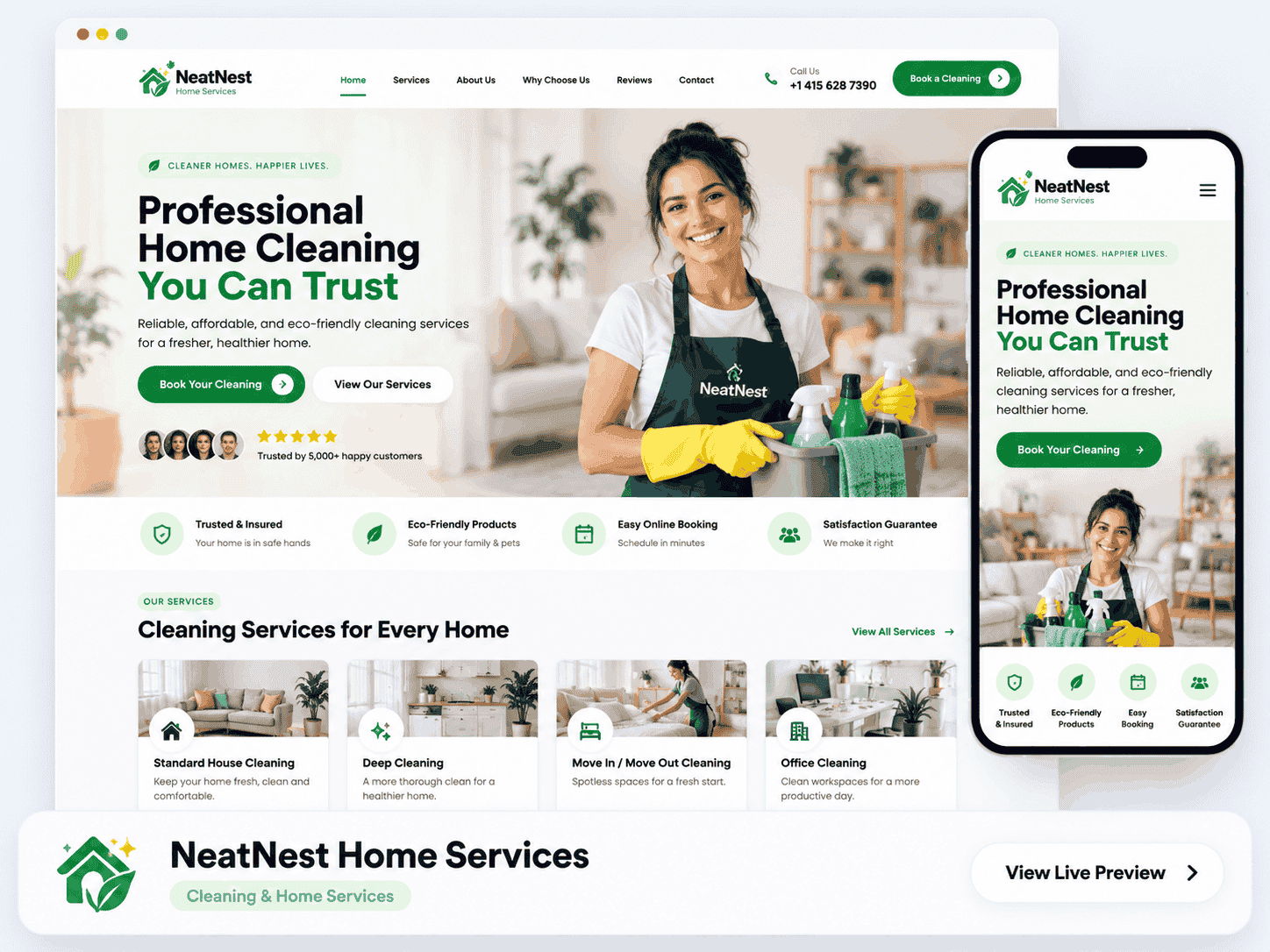 NeatNest Home Services website template preview