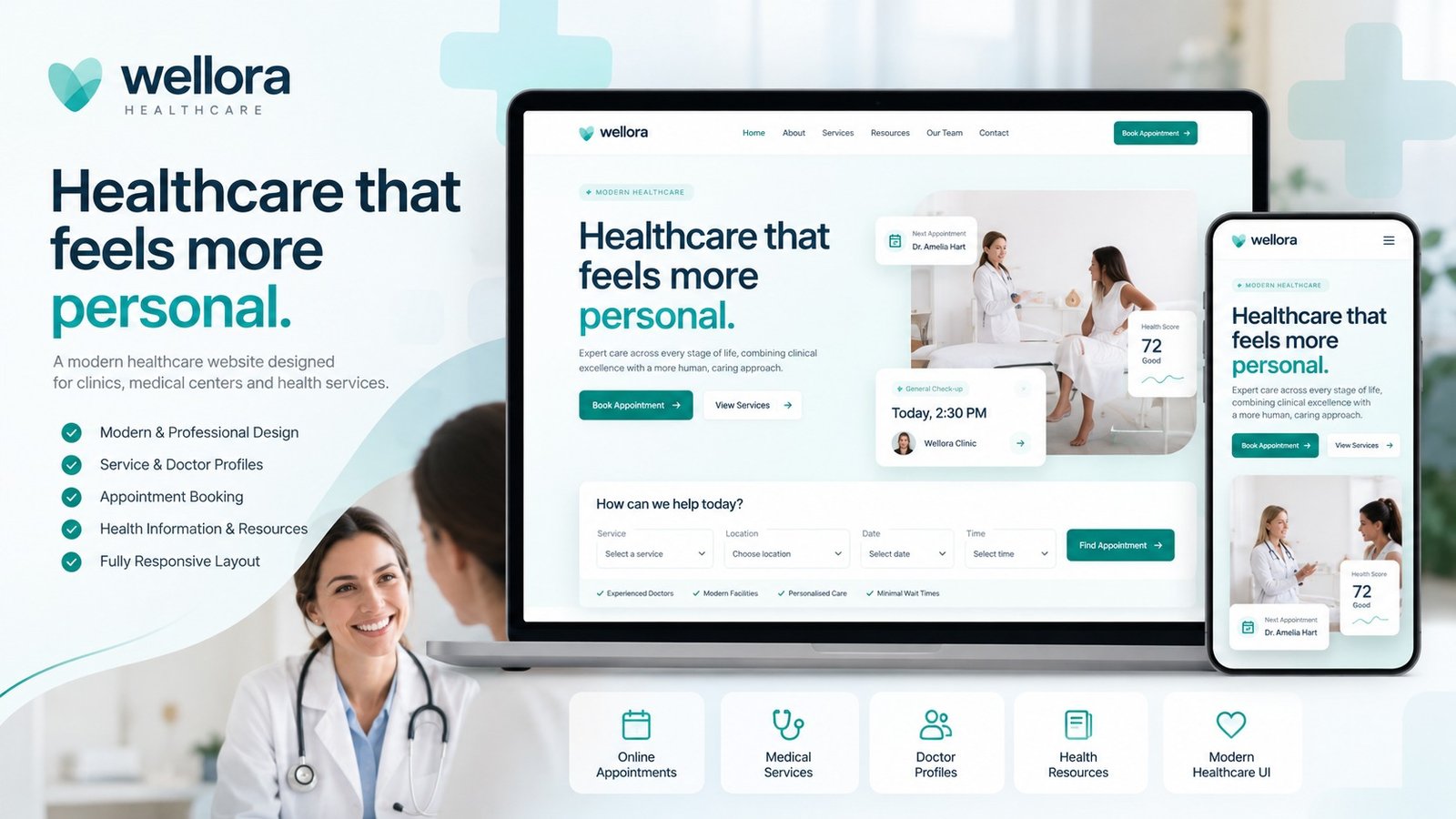 Wellora Healthcare website template preview